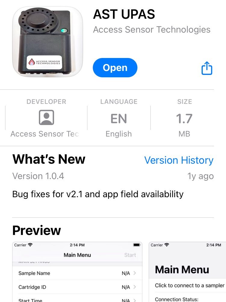 Screenshot of AST UPAS app in Apple App Store