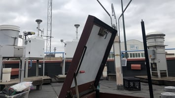 A photograph of air quality monitoring instruments at the CAMP site in Denver, Colorado
