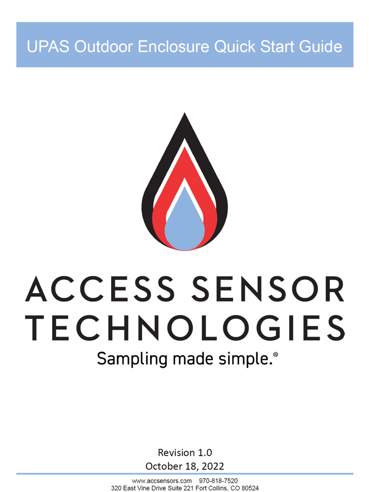 Screenshot of UPAS Outdoor Enclosure Quick-Start Guide cover page